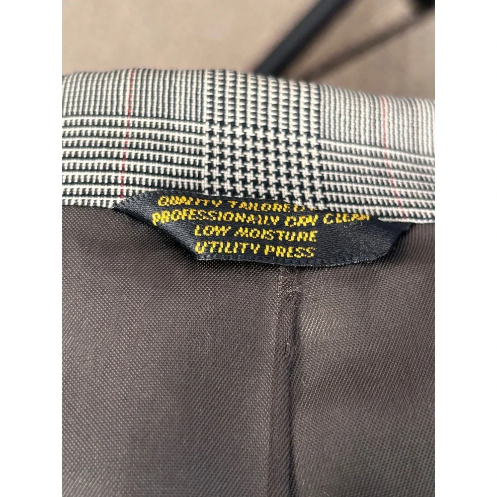 Vintage Woolmark Pure Wool Glen Plaid Blazer Jacket Grey Men 46L 23x34 Preppy